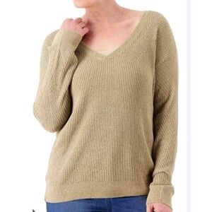 Barefoot Dreams V-Neck Sweater in Light Tan